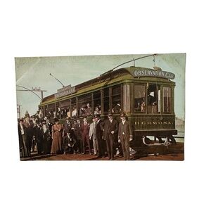 Vtg 1910s Postcard Hermosa Observation Street Car Balloon Route Trolley LA CA